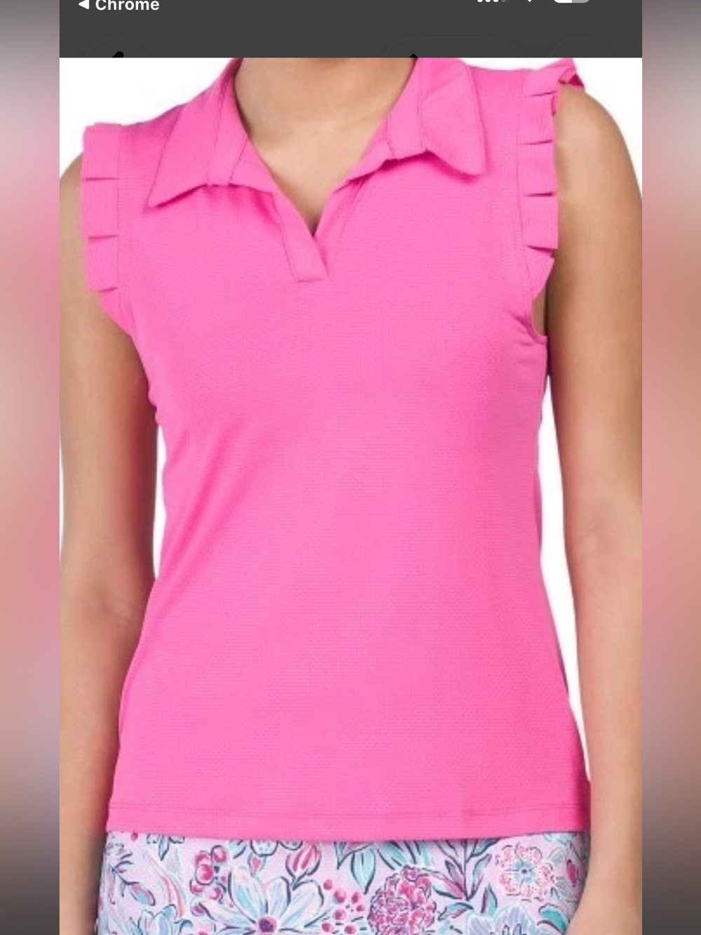 X by Gottex Golf, Tennis Polo Shirt Sleeveless With Ruffle Edge.Woman’s Size Lrg